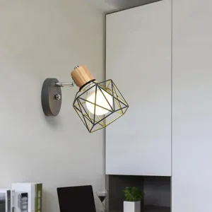 Nordic Adjustable Wall Lamp - Polygon Cage/Antler Bedside Light Fixture - Metallic Finish, 1 Head - Black/Blue/White