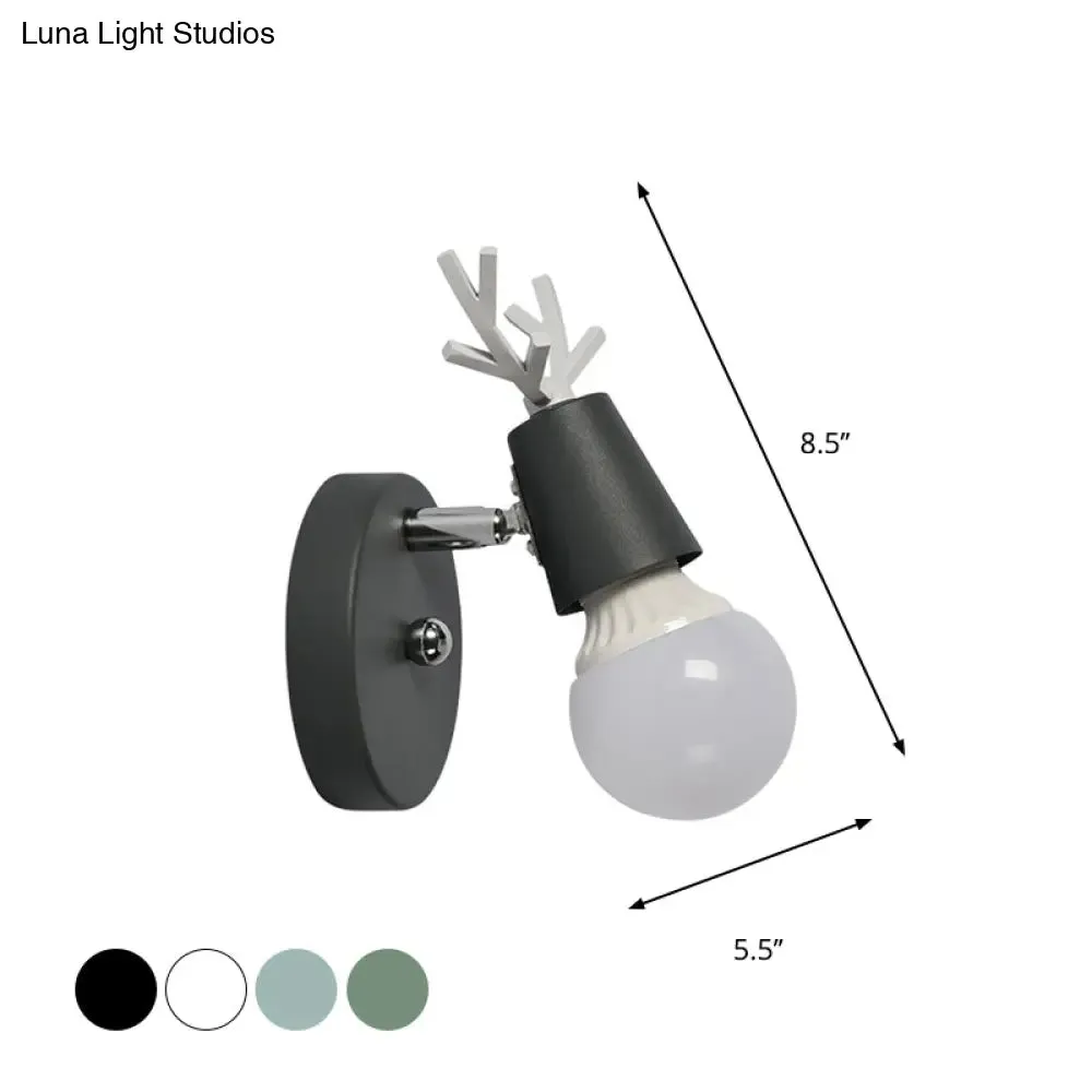 Nordic Adjustable Wall Lamp - Polygon Cage/Antler Bedside Light Fixture - Metallic Finish, 1 Head - Black/Blue/White