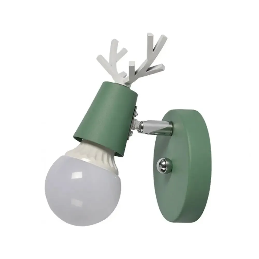 Nordic Adjustable Wall Lamp - Polygon Cage/Antler Bedside Light Fixture - Metallic Finish, 1 Head - Black/Blue/White