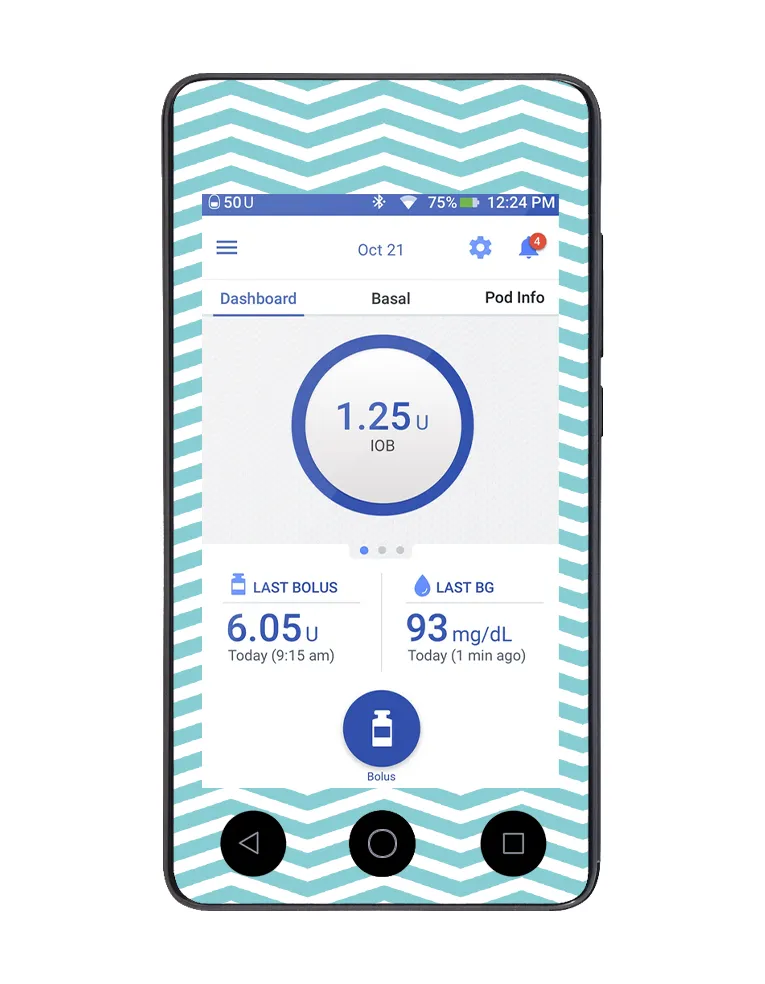 Omnipod DASH Cover (Mint Chevron)