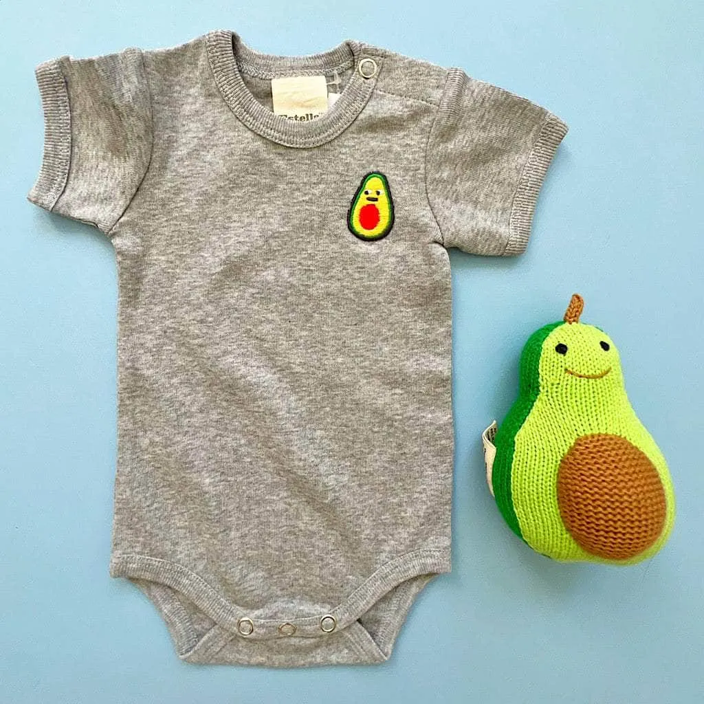 Organic Baby Gift Set, Food Onesie & Rattle
