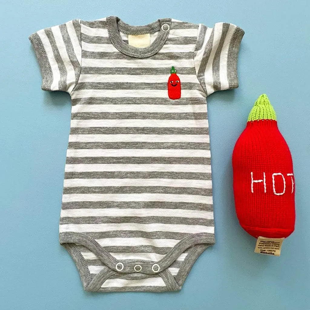 Organic Baby Gift Set, Food Onesie & Rattle