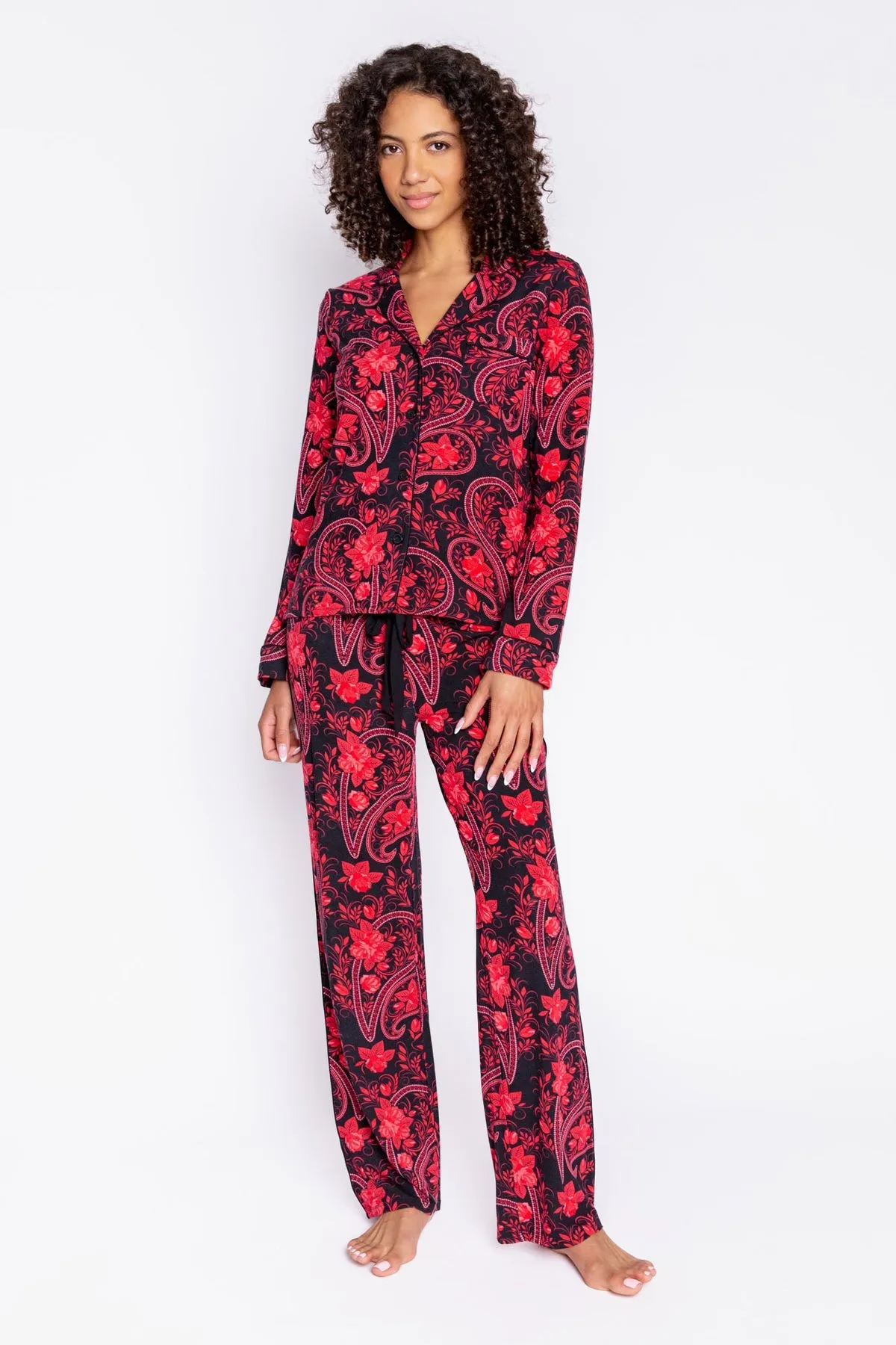 Paisley Nights PJ Set in Black