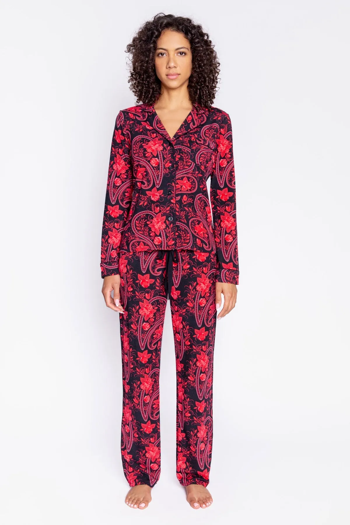 Paisley Nights PJ Set in Black