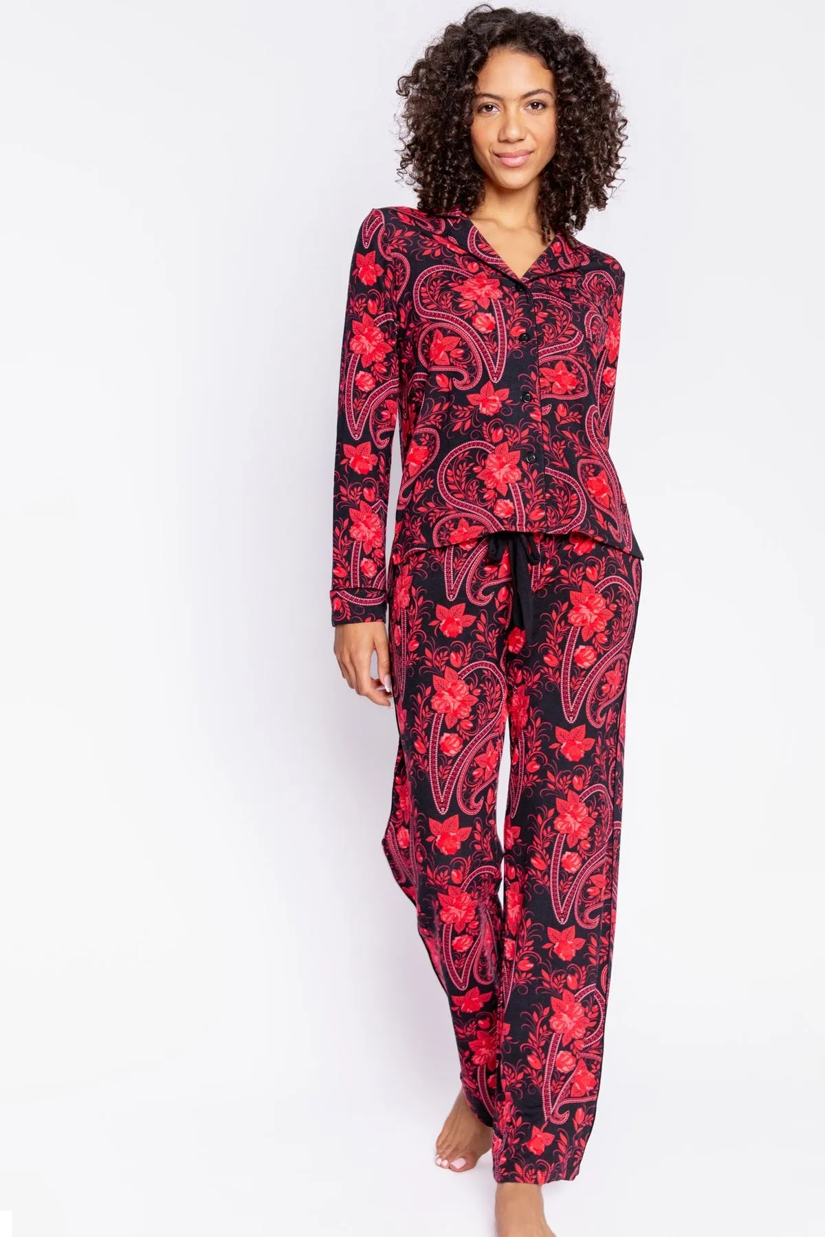 Paisley Nights PJ Set in Black