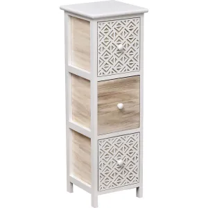 Paulownia Slim Furniture - 3 Drawers With Handles - White/Natural