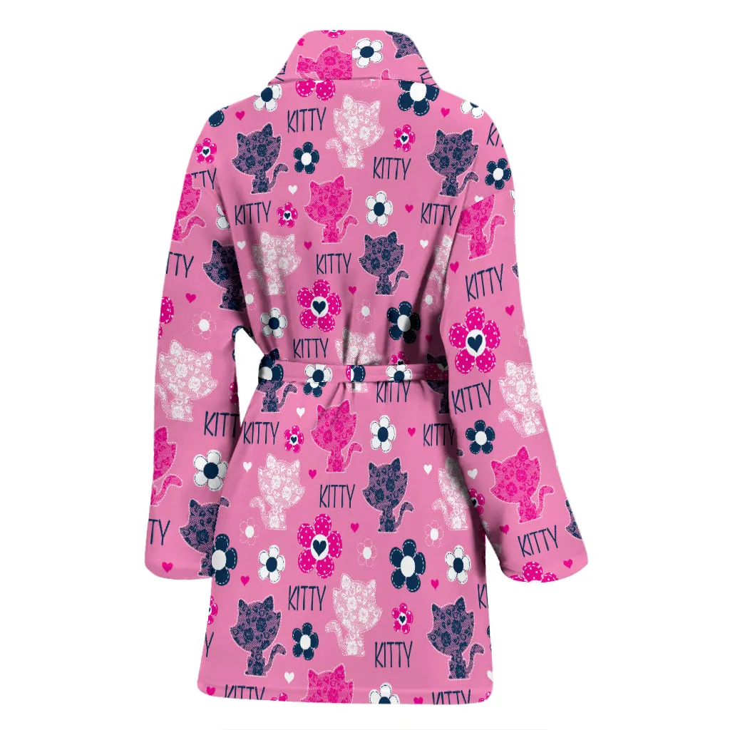 Pink Cat Women's Bath Robe