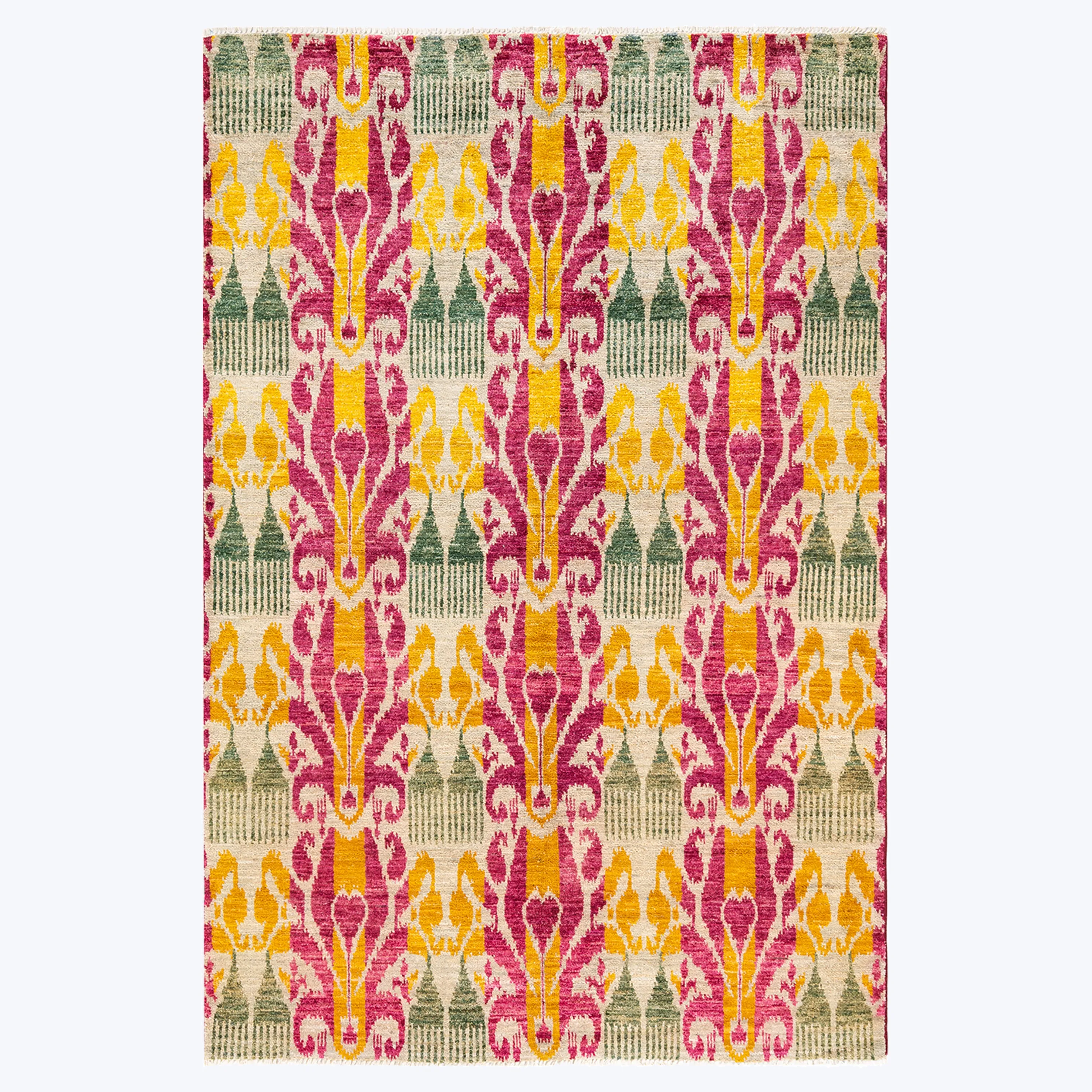 Pink Traditional Wool Rug - 6' x 9' 1"