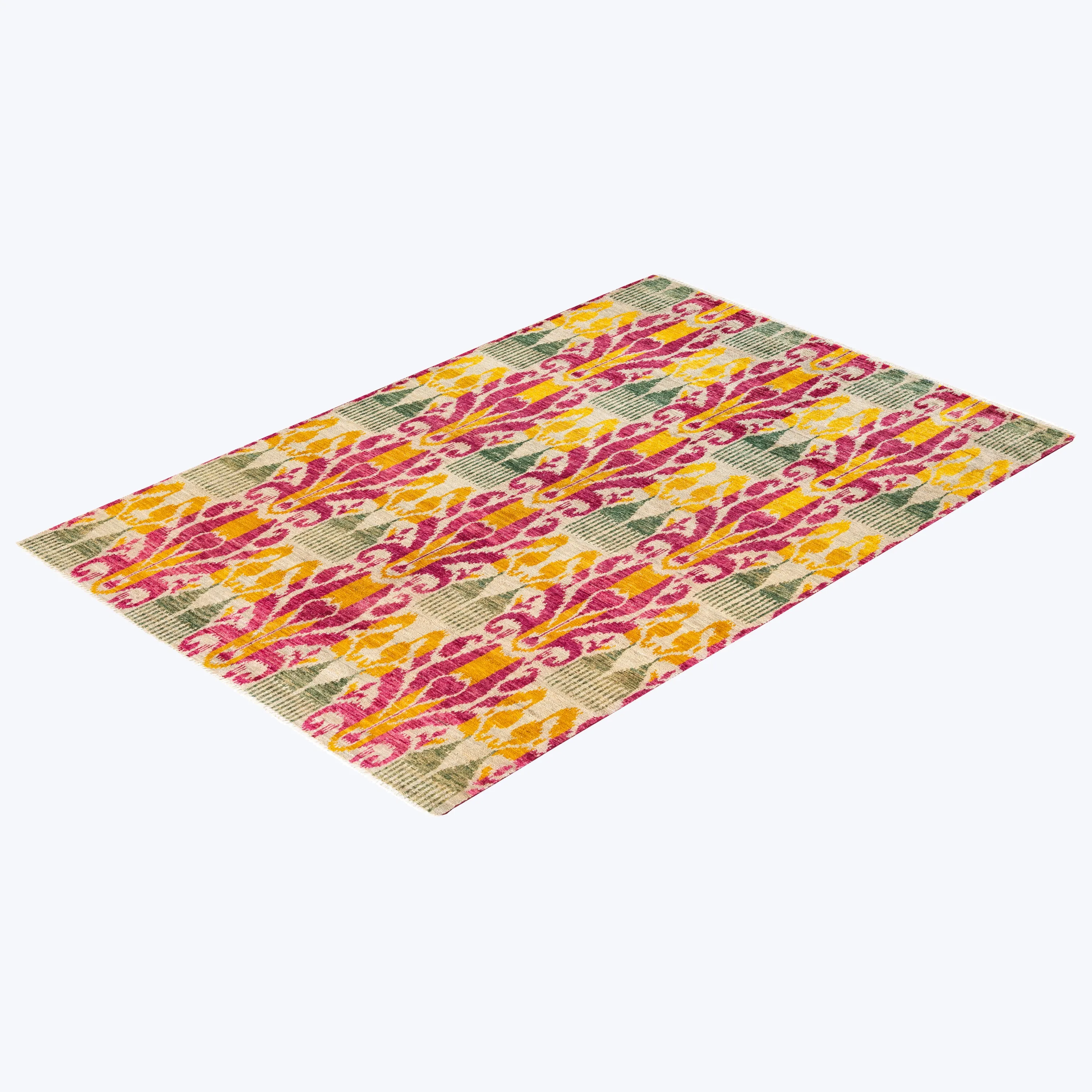 Pink Traditional Wool Rug - 6' x 9' 1"