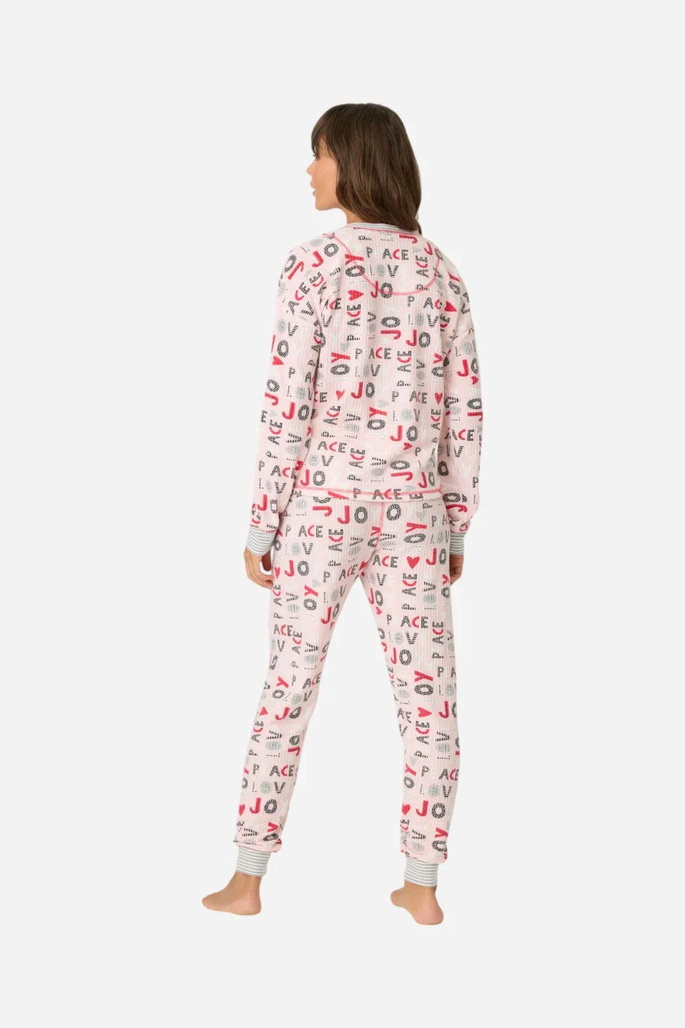 PJ Salvage Peace & Joy Waffle Thermal Ski Jammie Set