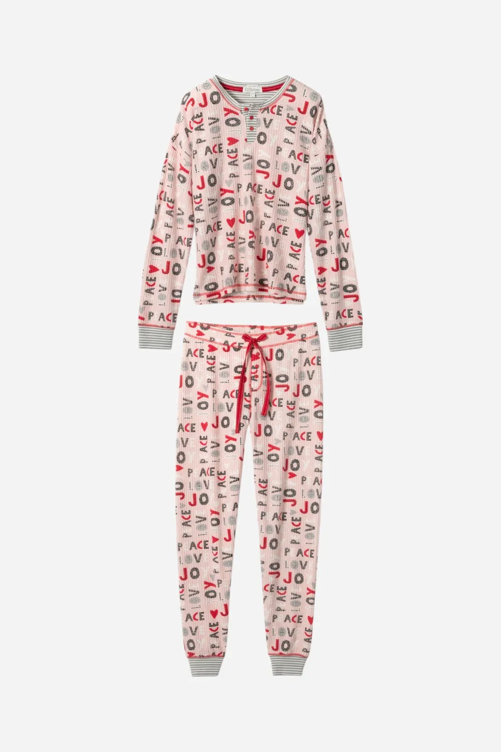 PJ Salvage Peace & Joy Waffle Thermal Ski Jammie Set