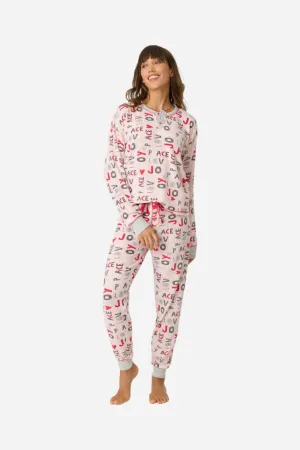 PJ Salvage Peace & Joy Waffle Thermal Ski Jammie Set