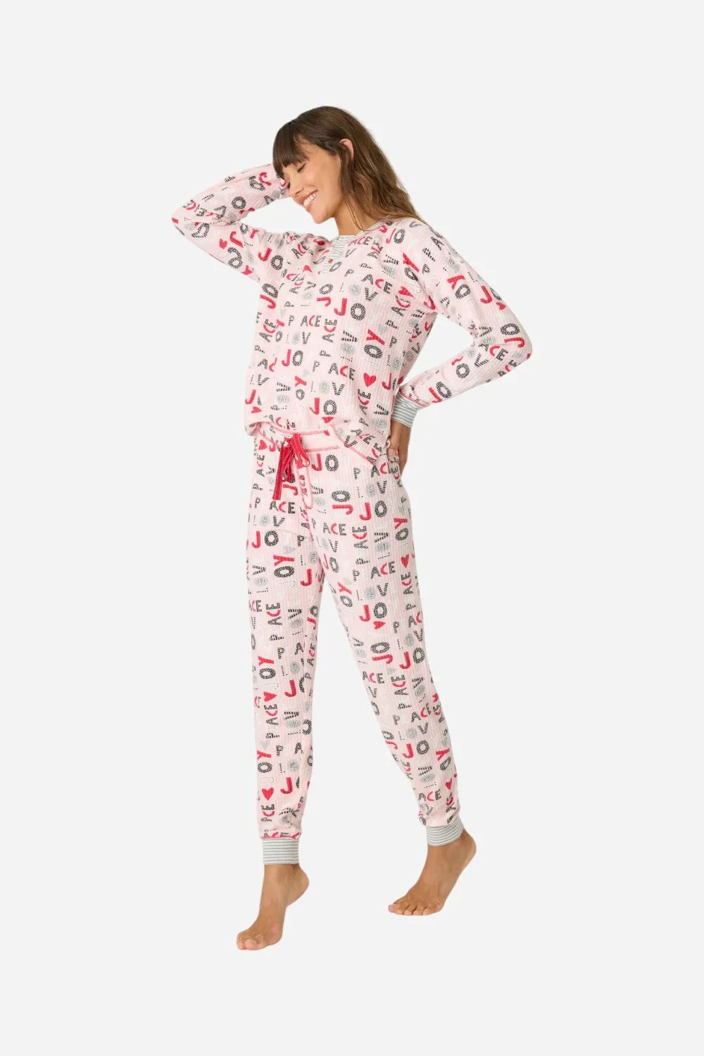 PJ Salvage Peace & Joy Waffle Thermal Ski Jammie Set