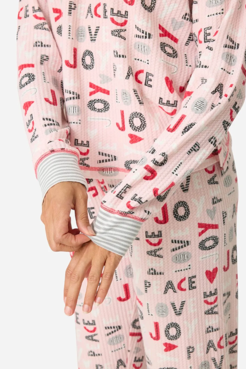 PJ Salvage Peace & Joy Waffle Thermal Ski Jammie Set