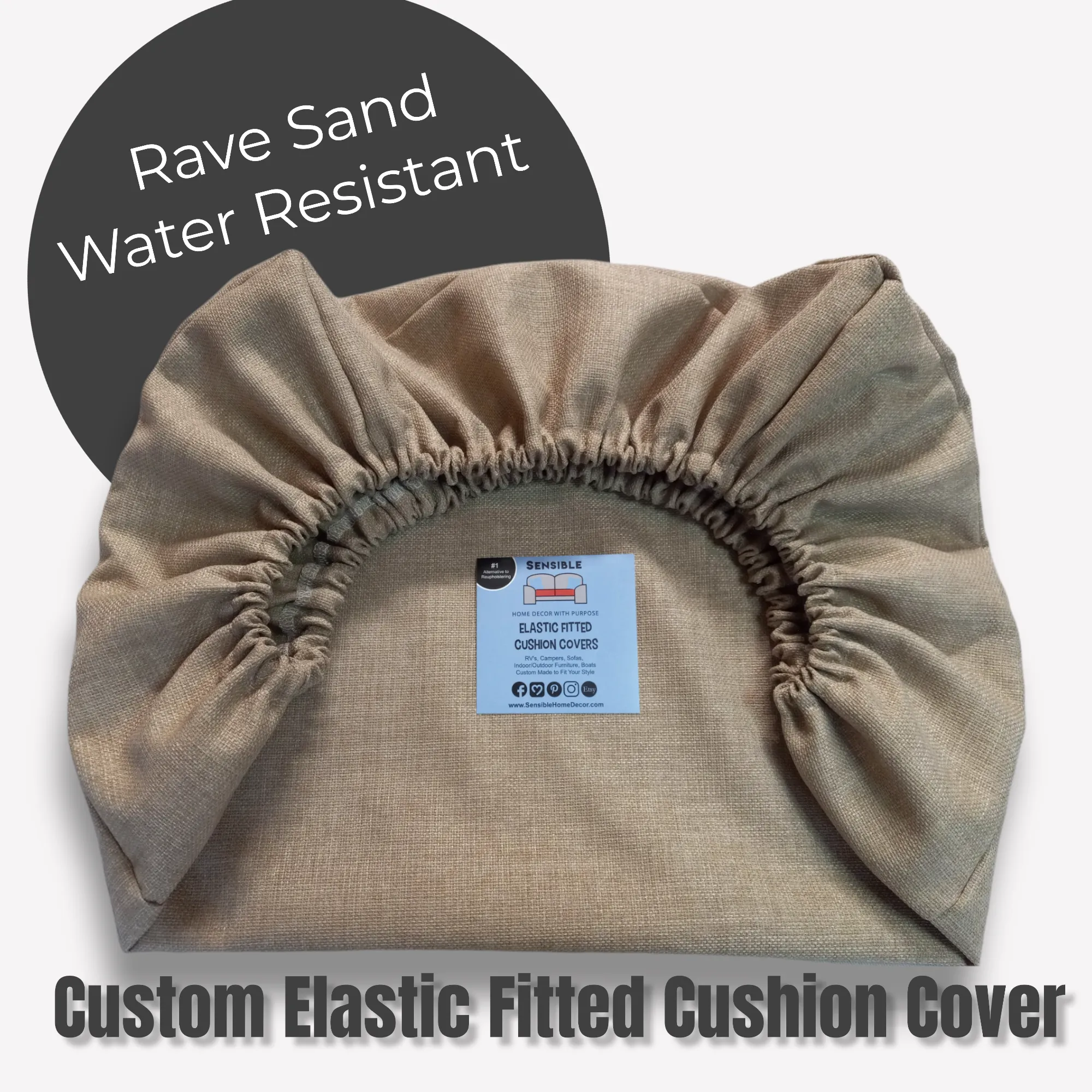 Rave Custom Elastic Fitted Cushion Covers, Replacement Cushion Covers for Outdoor Patio Furniture, RV Dinette Cushion Covers, Benches, Ottomans