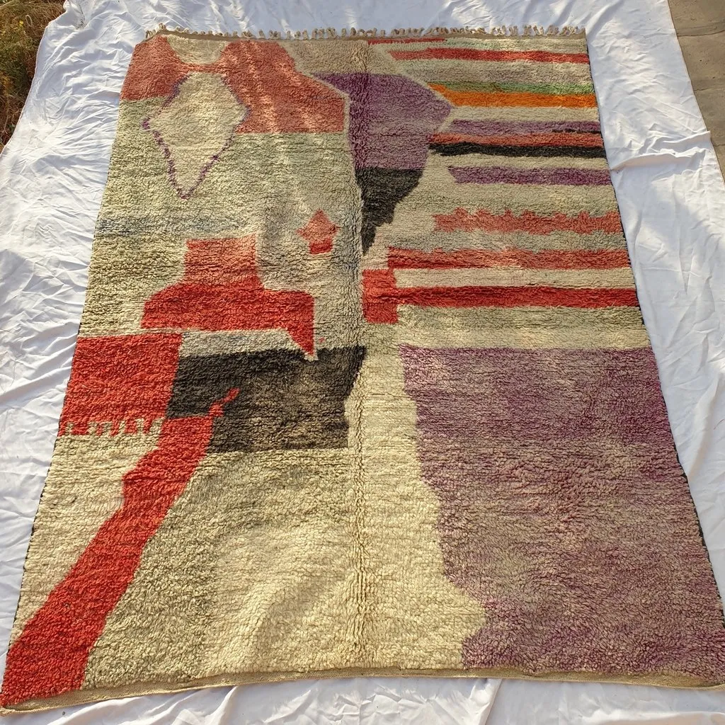 RWIHA | 9'4x6'7 Ft | 3x2 m | Moroccan Colorful Rug | 100% wool handmade