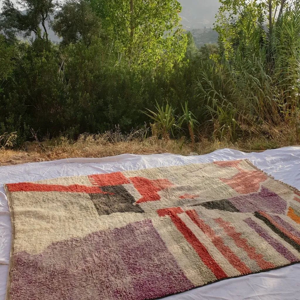 RWIHA | 9'4x6'7 Ft | 3x2 m | Moroccan Colorful Rug | 100% wool handmade