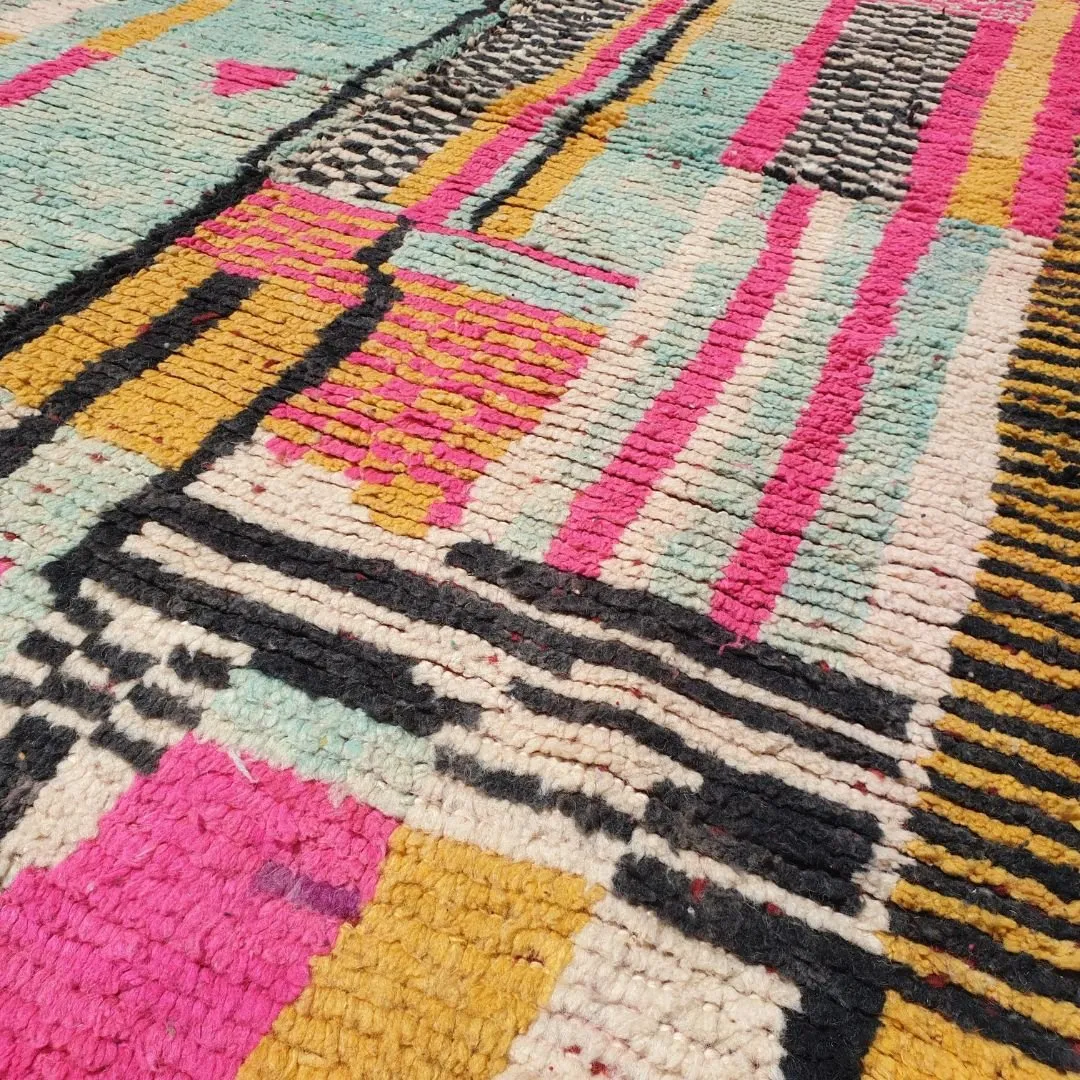 Safria - Vintage Boujad Moroccan Rug 5x8 | Authentic Berber Living room & Bedroom Rug | 5'34x8'37 Ft | 163x255 cm