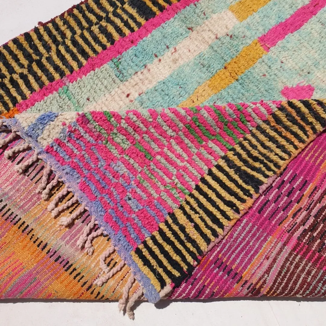Safria - Vintage Boujad Moroccan Rug 5x8 | Authentic Berber Living room & Bedroom Rug | 5'34x8'37 Ft | 163x255 cm