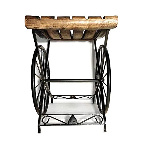 Search 4 Merch Wrought Iron Wooden Bedside Table Side Table Living Room Coffee Table Stool Bedside Table Bedroom (Size- Standard), Brown, Length X Width X Height: 15 x 10 x 15 Inches (SFM0241)