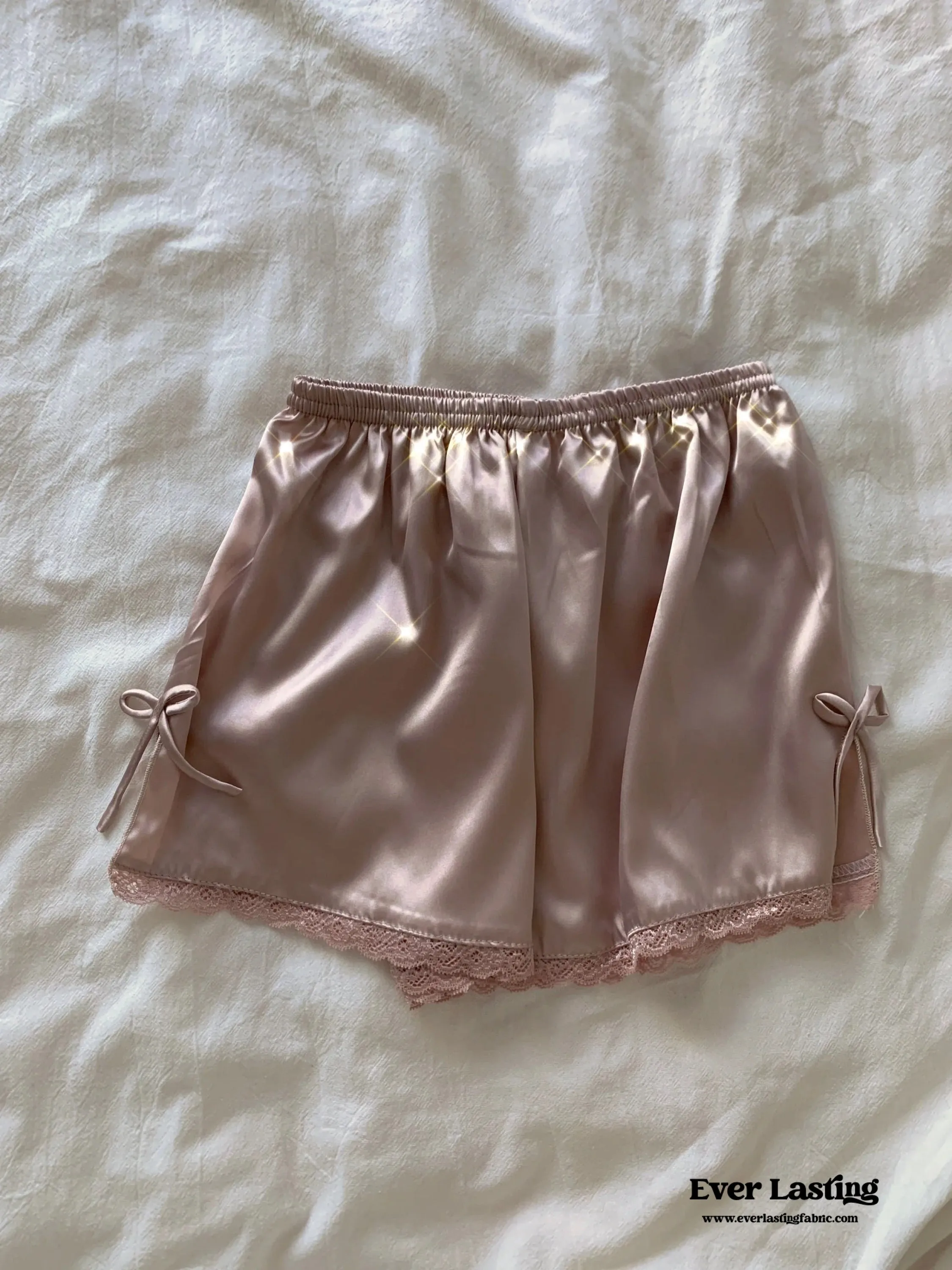 Silky Lace Ribbon Pajama Set / Rust Pink