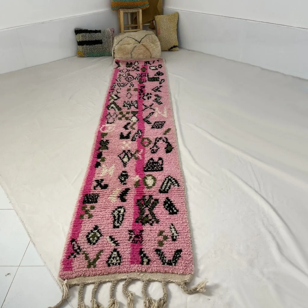 SIMFAID Runner | 10'6x2'3 Ft | 3,24x0,70 m | Moroccan Colorful Rug | 100% wool handmade
