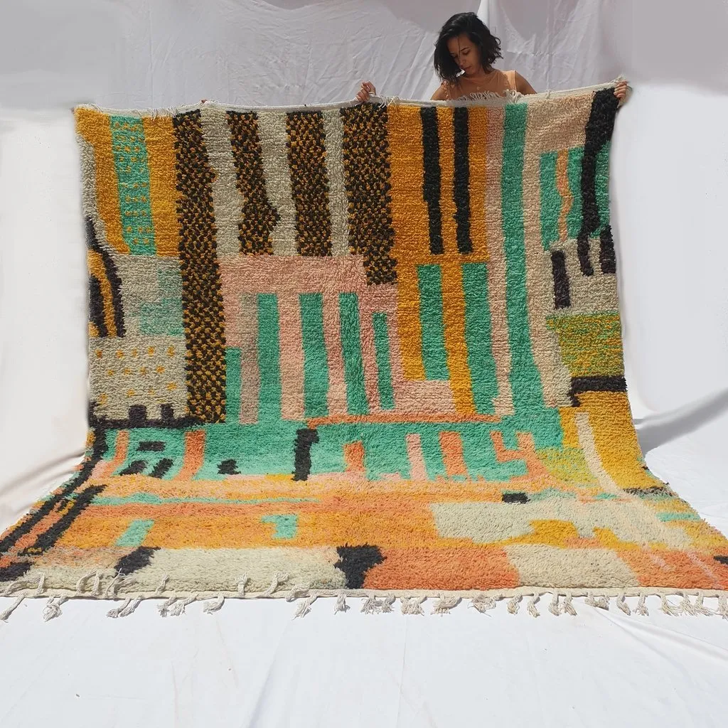 SIMIGRANA | 9'3x8' Ft | 2,83x2,43 m | Moroccan Colorful Rug | 100% wool handmade
