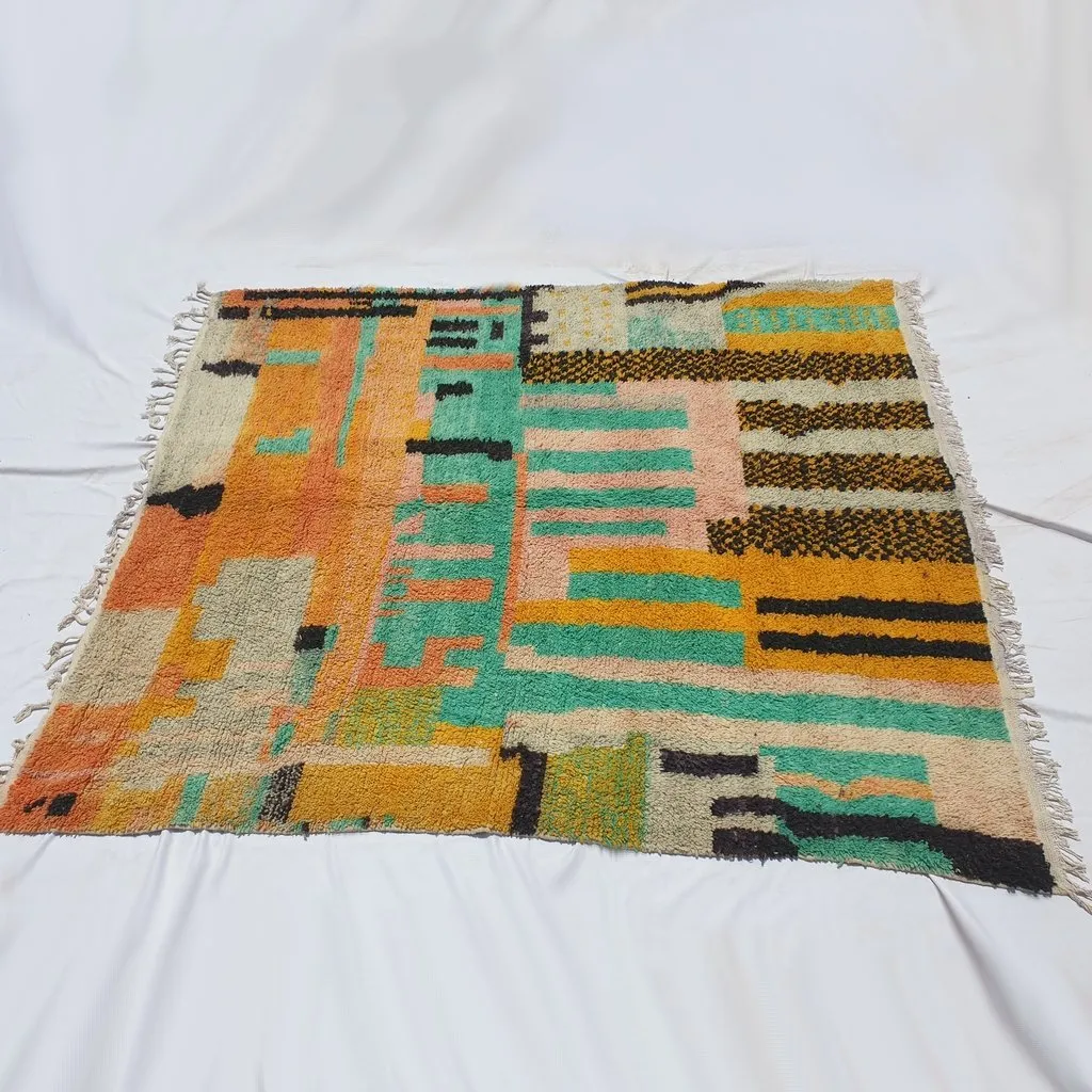 SIMIGRANA | 9'3x8' Ft | 2,83x2,43 m | Moroccan Colorful Rug | 100% wool handmade