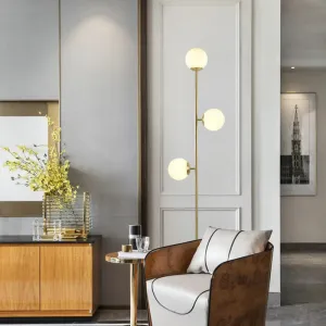 Sleek LED Floor Reading Lamp with Brass Stand – Perfect Lighting for Living Room