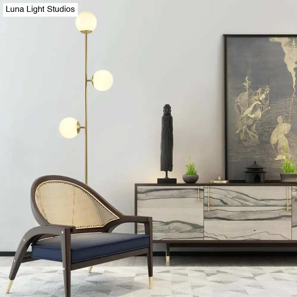 Sleek LED Floor Reading Lamp with Brass Stand – Perfect Lighting for Living Room