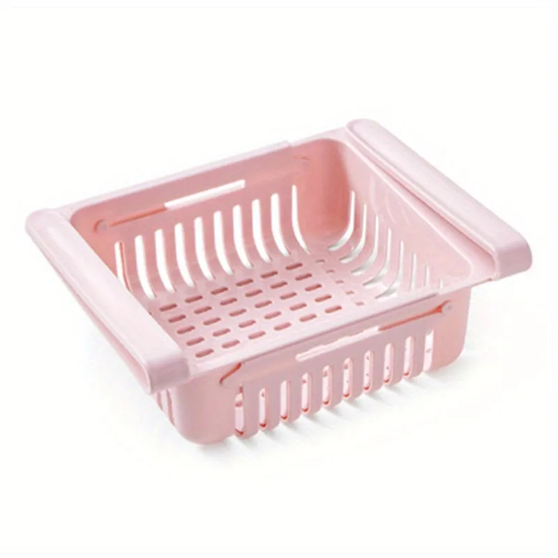 Telescopic Refrigerator Storage Basket  Spacesaving Rack for Organizing