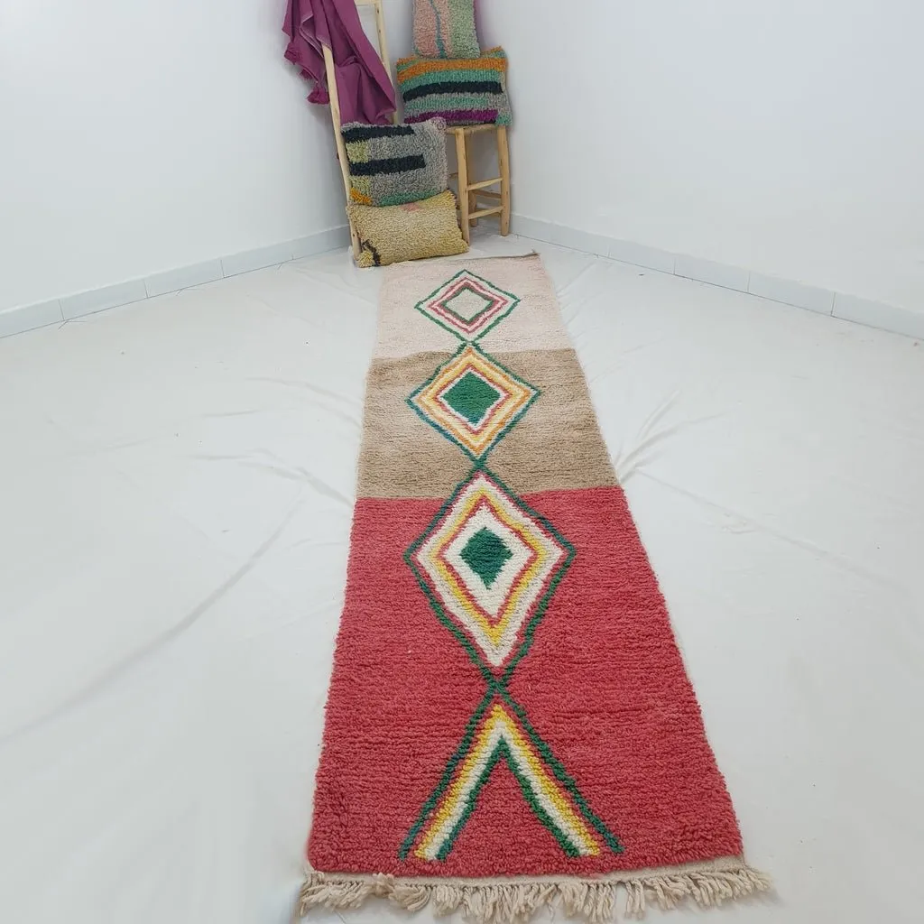 TLADA Runner | 12x2'7 Ft | 3,65x0,83 m | Moroccan Colorful Rug | 100% wool handmade