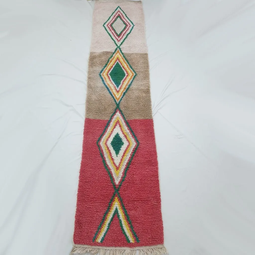 TLADA Runner | 12x2'7 Ft | 3,65x0,83 m | Moroccan Colorful Rug | 100% wool handmade