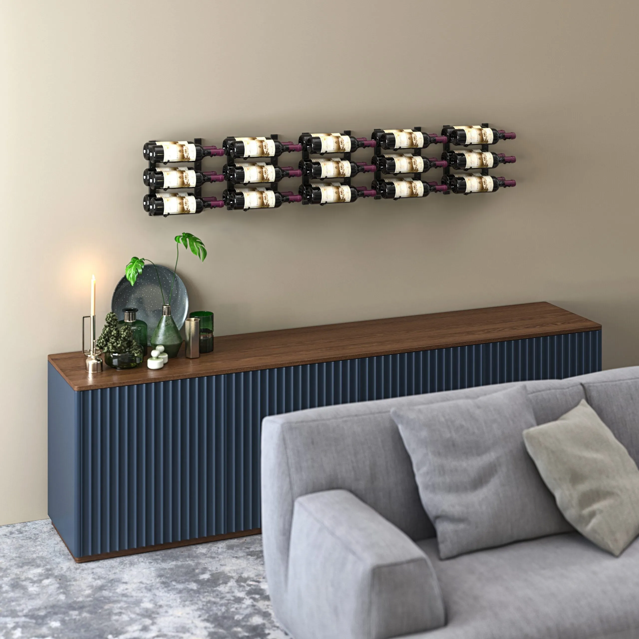 VintageView Wall Wine Racks 1' (3 to 9 bottles)