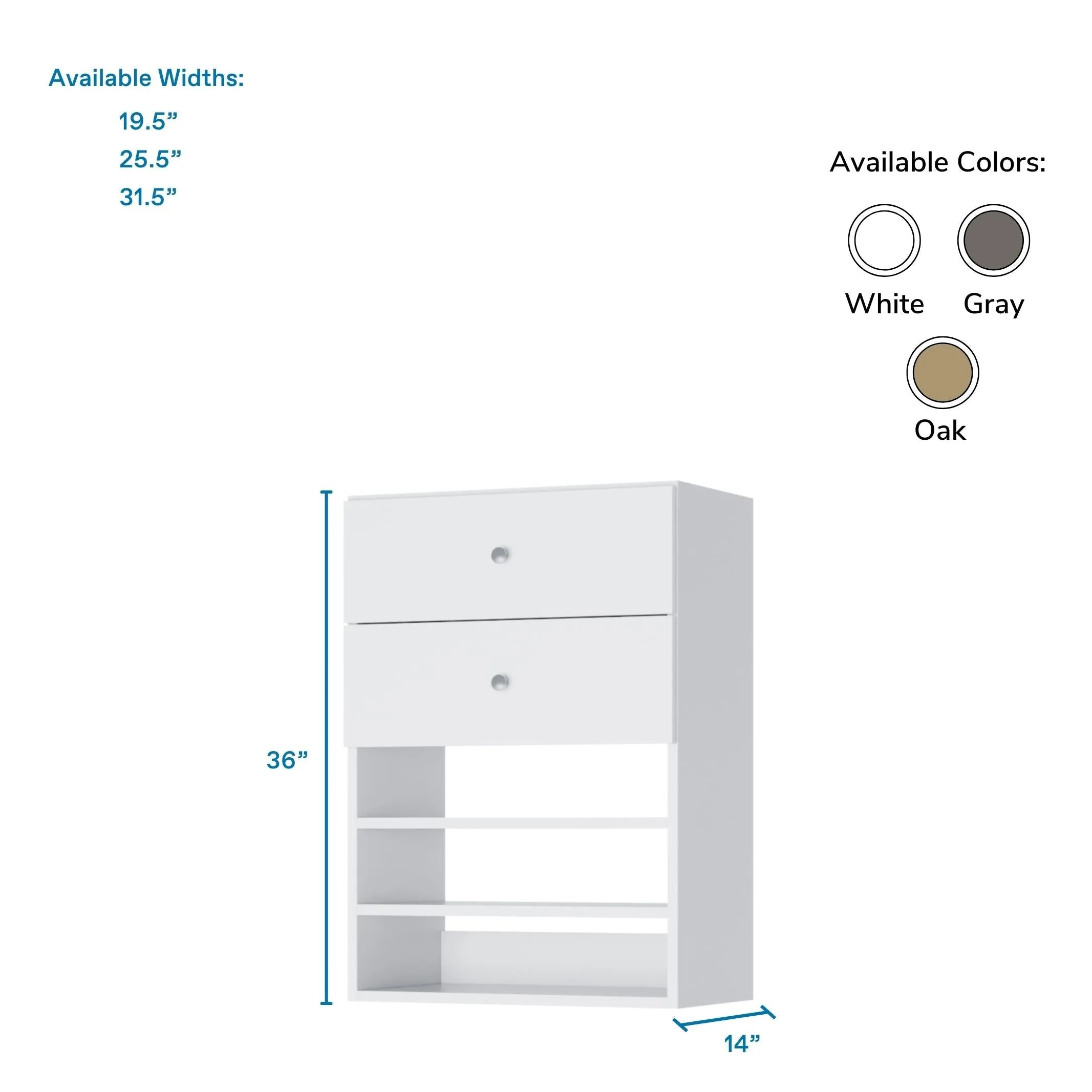 Vista 2 Drawer Short Tower
