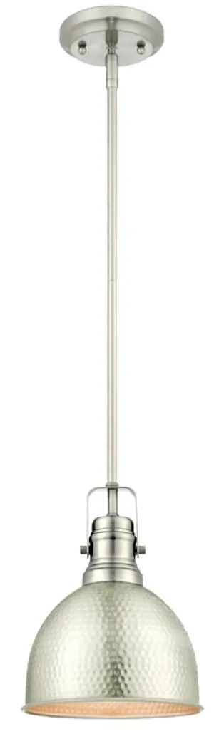 Westinghouse 6345500 Mini Pendant Light, 120 V, 1-Lamp, Incandescent, LED Lamp, Metal Fixture, Brushed Nickel Fixture :EA: QUANTITY: 1