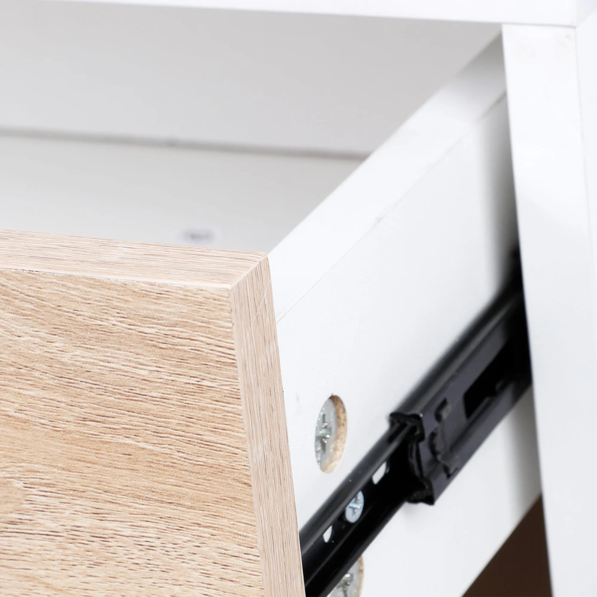 Wood Accent End Table Bedside Table with Drawer-white