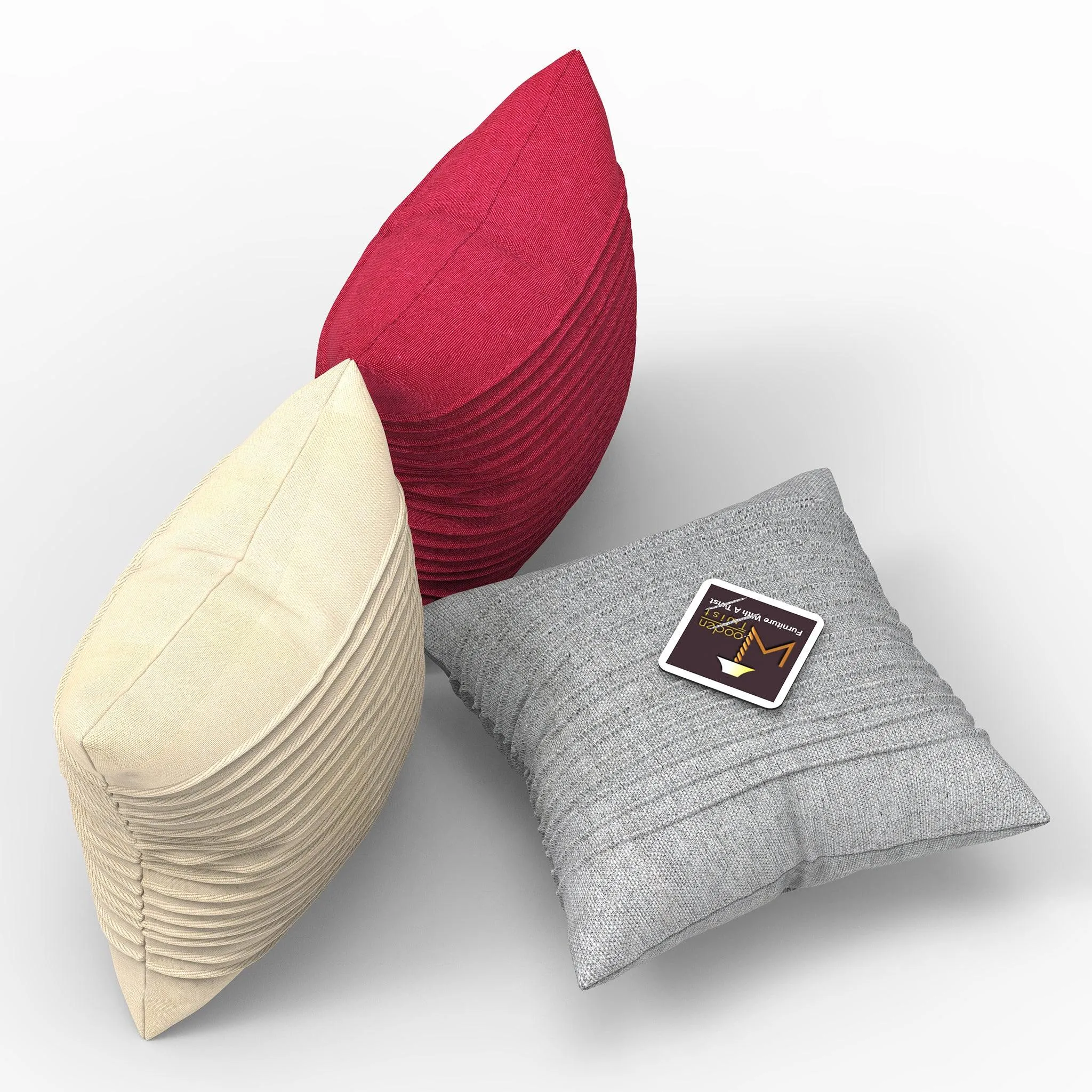 Wooden Twist Fabrahome Abstract Square Jute Cushion Cover Set of 3 ( Multicolor )
