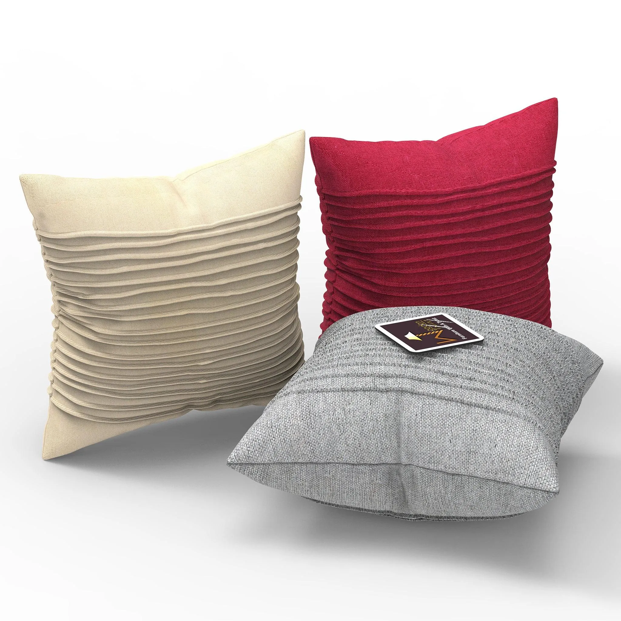 Wooden Twist Fabrahome Abstract Square Jute Cushion Cover Set of 3 ( Multicolor )