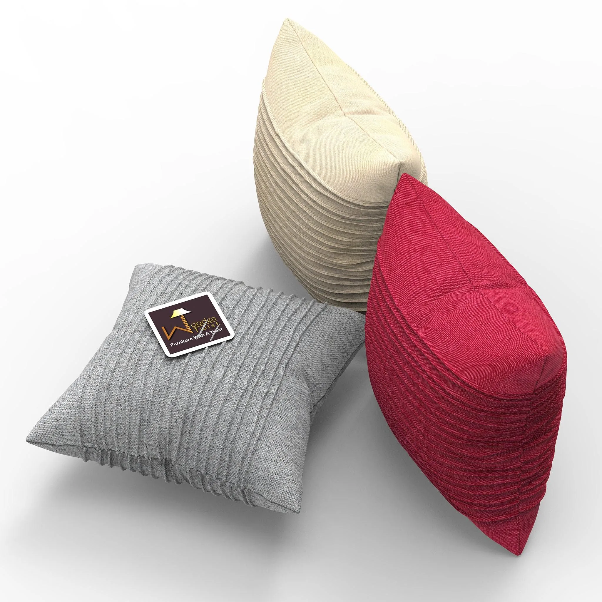 Wooden Twist Fabrahome Abstract Square Jute Cushion Cover Set of 3 ( Multicolor )