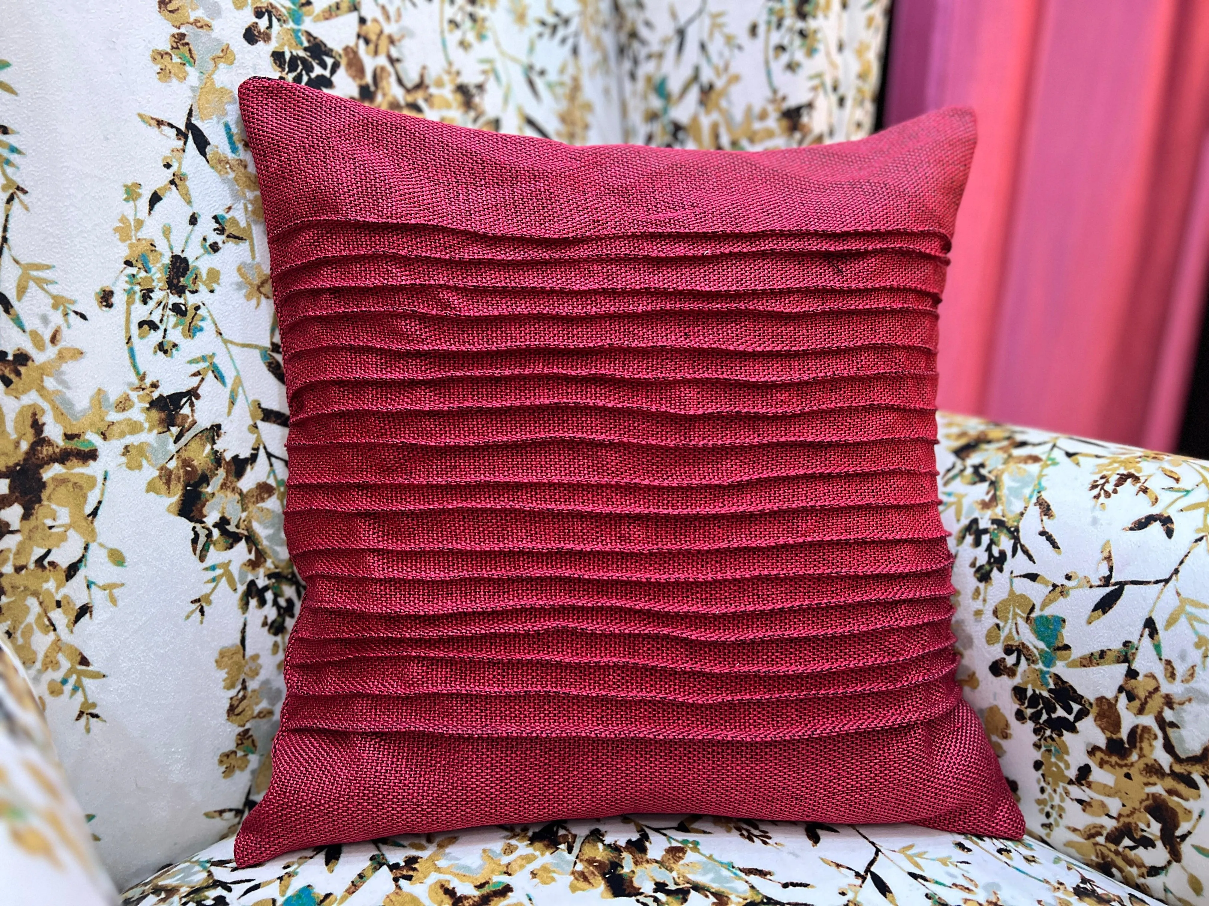 Wooden Twist Fabrahome Abstract Square Jute Cushion Cover Set of 3 ( Multicolor )